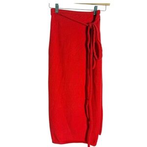 For Love And Lemons Edith Red Midi Wrap Skirt